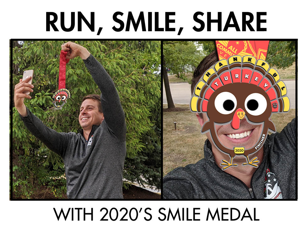 run_smile_share_v2 ALL PARTICIPANTS RECEIVE COMMEMORATIVE QUARTER ZIP MAILED TO YOUR DOOR, ONLINE RESULTS, DIGITAL BIB & FINISHER CERTIFICATE. MEDAL AVAILABLE DURING REGISTRATION.